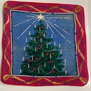 Hand Embroidered Christmas Tree Pillowcase